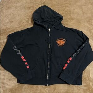 Harley-Davidson Black Jacket with Red and Orange Logo